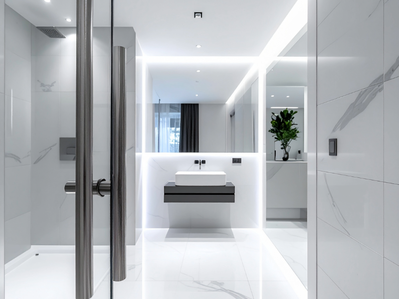 Cancel corredizo de baño instalado en Cancún
