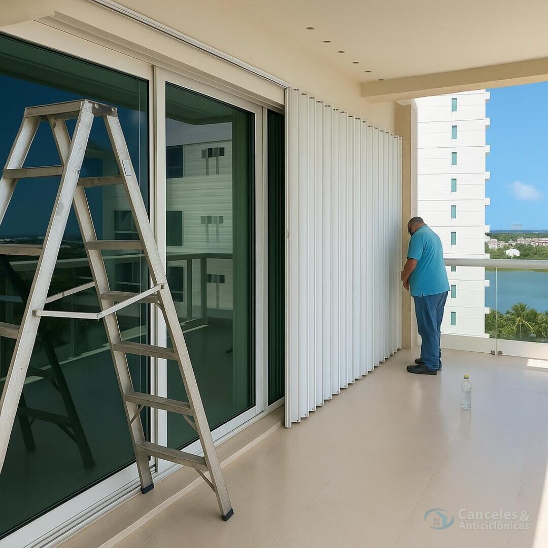 cortina antihuracán tipo acordeón en Cancún: cortina antihuracan acordeon